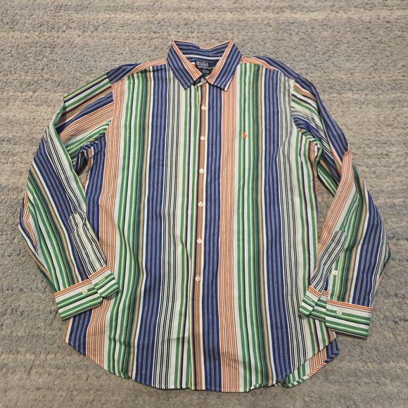 Ralph Lauren Shirt Men XXL  Multicolor Stripe Long Sleeve Button Up Bradford - Picture 1 of 7